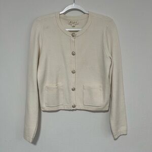 Marled Cream Button Front Knit Cardigan